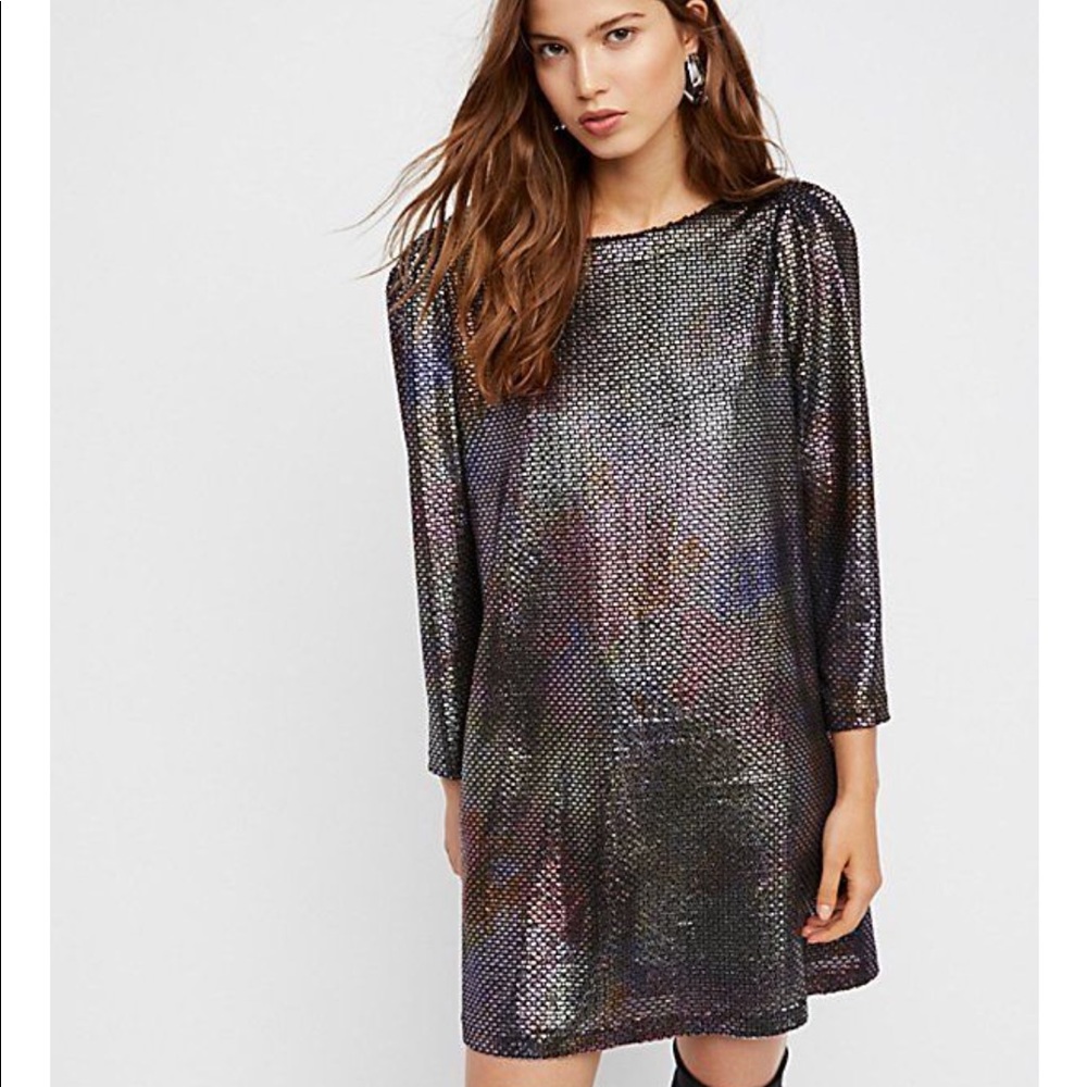 Free People Metallic Mini Dress